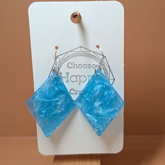 Jewelry - Blue Diamond-Shaped Earrings